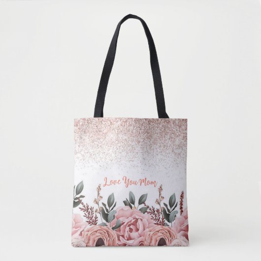 Bloeiende Liefde voor Mam: Bloemen Canvas tas (Voorkant)