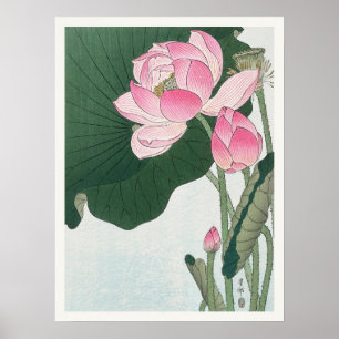 Bloeiende Lotus Bloemen Ohara Koson Japanse kunst Poster