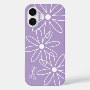 Bloeiende madeliefje bloem moderne lavendel paarse iPhone 16 hoesje