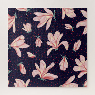 Bloeiende magnolia's, met de hand getekend patroo legpuzzel