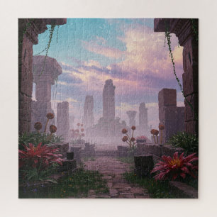 Bloeiende Mystic Garden bij Mystic Temple Legpuzzel
