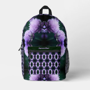 Bloeiende Paarse Allium Abstract gepersonaliseerd Bedrukte Rugzak