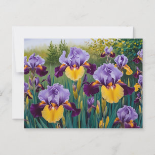 Bloeiende paarse gele irisbloemen  briefkaart