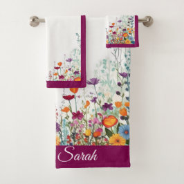 Bloeiende Paarse tuin Bad Handdoek