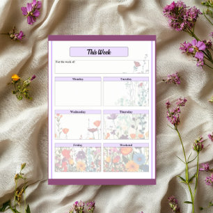 Bloeiende Paarse Tuin_ Deze Week Notitieblok
