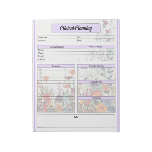 Bloeiende Paarse tuin _ Klinische planning Notitieblok (Gedraaid)
