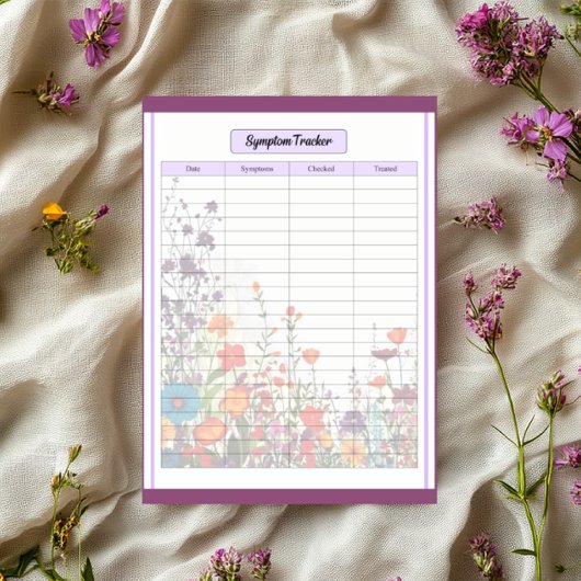 Bloeiende Paarse Tuin_ Symptoomtracker Notitieblok