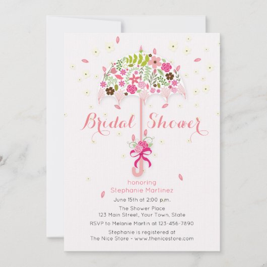 Bloeiende paraplu bruids douche uitnodiging (Voorkant)