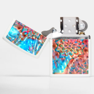 Bloeiende perzik en aqua onder gehamerd glas
