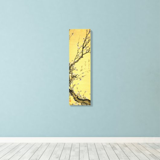 Bloeiende pruim van Hokusai Canvas Afdruk (Insitu (Houten vloer))