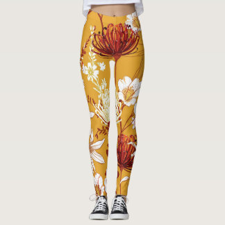 Bloeiende retro: Onvoltooide Bloemenlijn Kunst Leggings