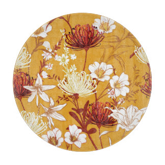 Bloeiende retro: Onvoltooide Bloemenlijn Kunst Snijplank