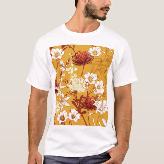 Bloeiende retro: Onvoltooide Bloemenlijn Kunst T-shirt