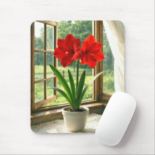 Bloeiende rode amaryllis  muismat