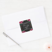 Bloeiende Romance: een volledig bloemenbruiloftsth Vierkante Sticker (Envelop)