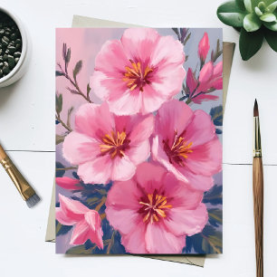 Bloeiende Roze Aquarel Bloemen Blush Geschilderd Briefkaart