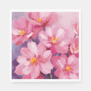 Bloeiende Roze Bloemblaadjes Bloemenschildering Servet