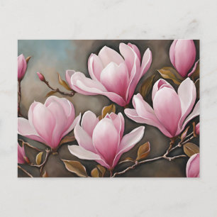 Bloeiende roze Magnolia bloemen Briefkaart