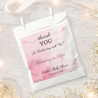 Bloeiende Roze Waterverf Art Dank u Baby shower Bedankzakje