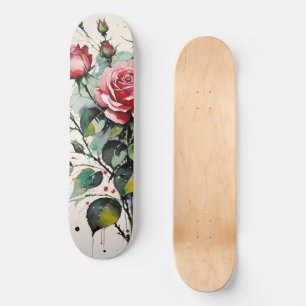Bloeiende Rozen Waterverf Skateboard
