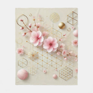 Bloeiende Sakura geometrische fleece deken