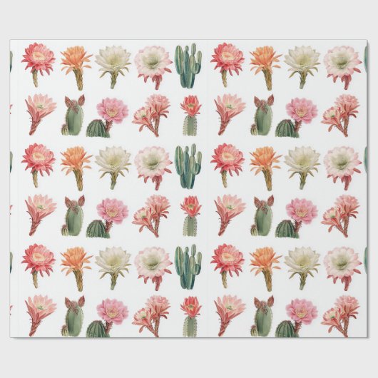 Bloeiende sappige planten cadeaupapier (Vlak)