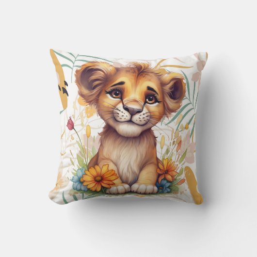 Bloeiende SavannaBloemrijke Leeuw welp kwekerij Kussen (Voorkant)