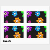 Bloeiende schedels rechthoekige sticker (Vel)