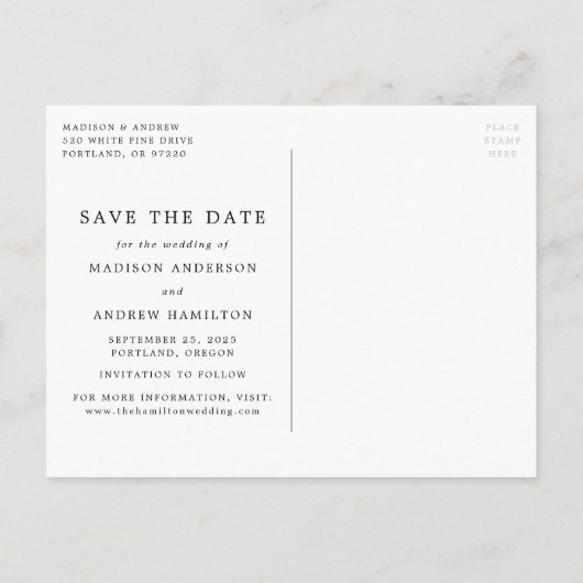 Bloeiende Script Foto Bewaar de Datum Aankondigingskaart (Achterkant)