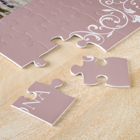  bloeiende scroll roze foto Sla de datum op Legpuzzel (Zijkant)