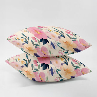 Bloeiende sereniteit roze rozen Waterverf Kussensloop