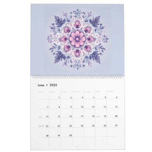 Bloeiende Serenity Mandala Kalender (Jun 2026)