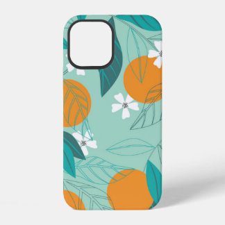 Bloeiende sinaasappels in bladeren. illustratie iPhone 12 hoesje