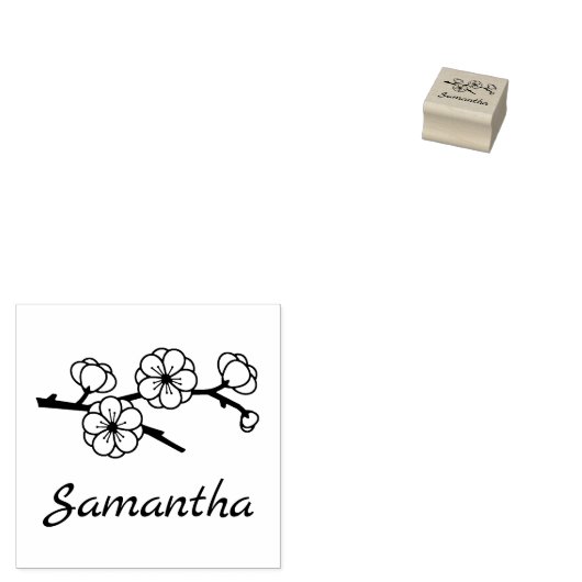 Bloeiende tak Custom Name 1x1 Rubberstempel (Gestempeld)