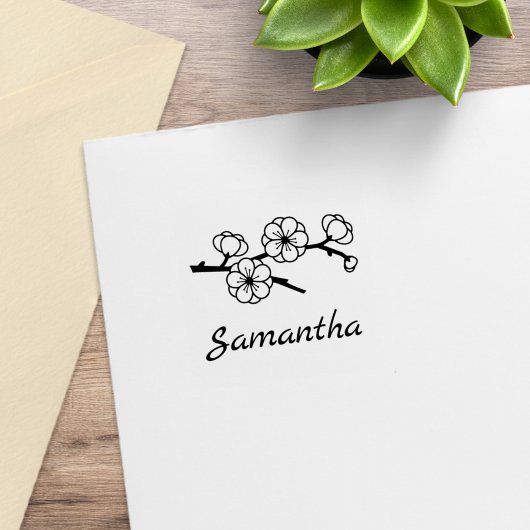 Bloeiende tak Custom Name 1x1 Rubberstempel