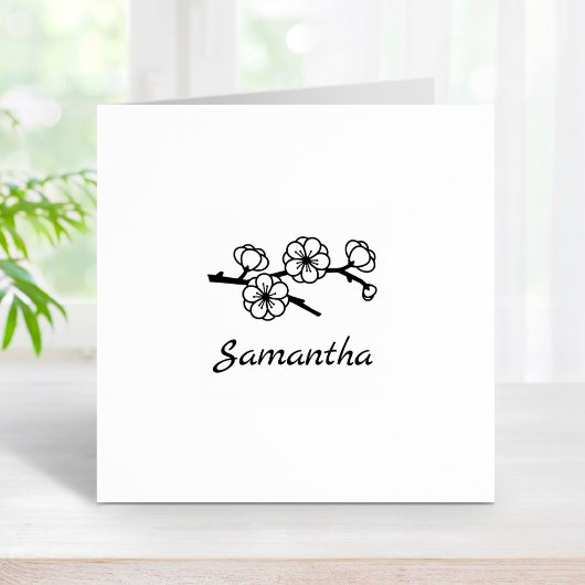 Bloeiende tak Custom Name 1x1 Rubberstempel