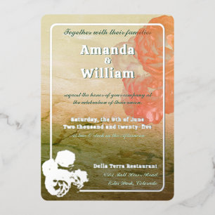 Bloeiende tijdloze romantische prachtige bruiloft folie uitnodiging