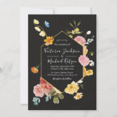 Bloeiende Tuin Bloemen Donker & Moody Bruiloft Inv Kaart (Voorkant)