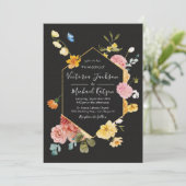 Bloeiende Tuin Bloemen Donker & Moody Bruiloft Inv Kaart (Staand voorkant)