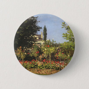 Bloeiende tuin in Sainte Adresse door Claude Monet Ronde Button 5,7 Cm