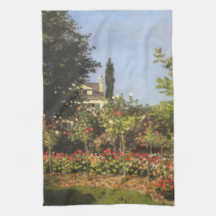 Bloeiende tuin in Sainte Adresse door Claude Monet Theedoek