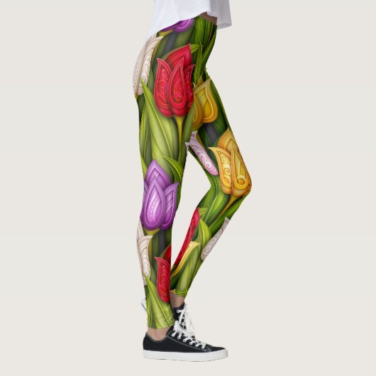 Bloeiende Tulpen Pop Mode Leggings 3 (Rechts)