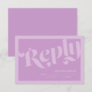 Bloeiende Typografie Lavendel Lila Bruiloft RSVP Kaartje