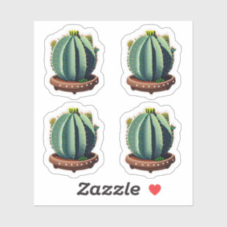 Bloeiende vette cactus met kleurrijke bloemen sticker