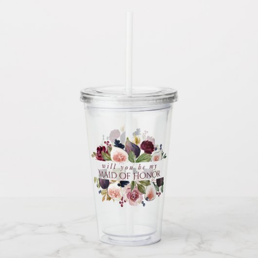 Bloeiende vijgen | Moody Rustic Bridal Party Vraag Acryl Drinkbeker (Voorkant)