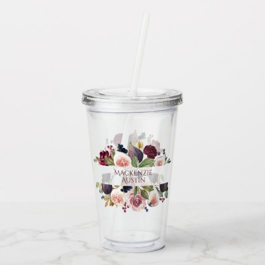 Bloeiende vijgen | Moody Rustic Bridal Party Vraag Acryl Drinkbeker (Achterkant)