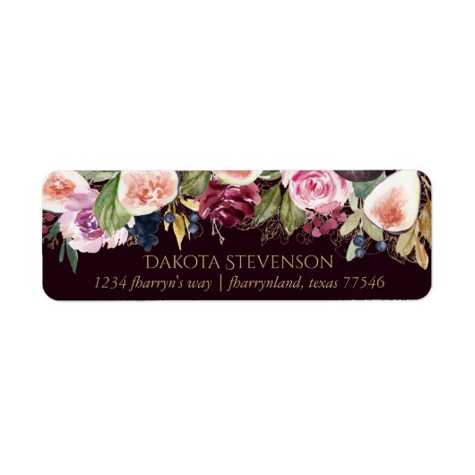 Bloeiende vijgen | Moody rustiek fruit Elegante bl Etiket (Voorkant)