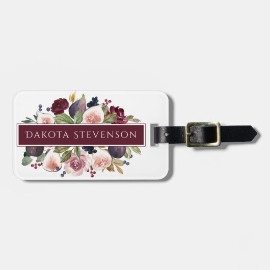 Bloeiende vijgen | Moody rustieke fruitbloesem op  Bagagelabel (Voorkant horizontaal)