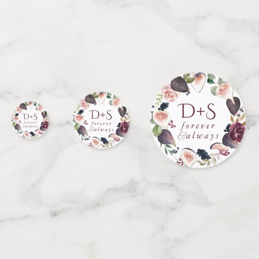 Bloeiende vijgen | Moody rustieke Monogram krans Confetti (Voorkanten)