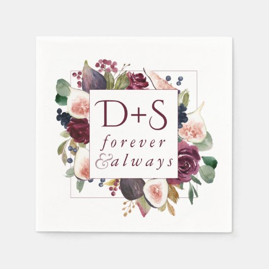 Bloeiende vijgen | Moody rustieke Monogram krans Servet (Voorkant)